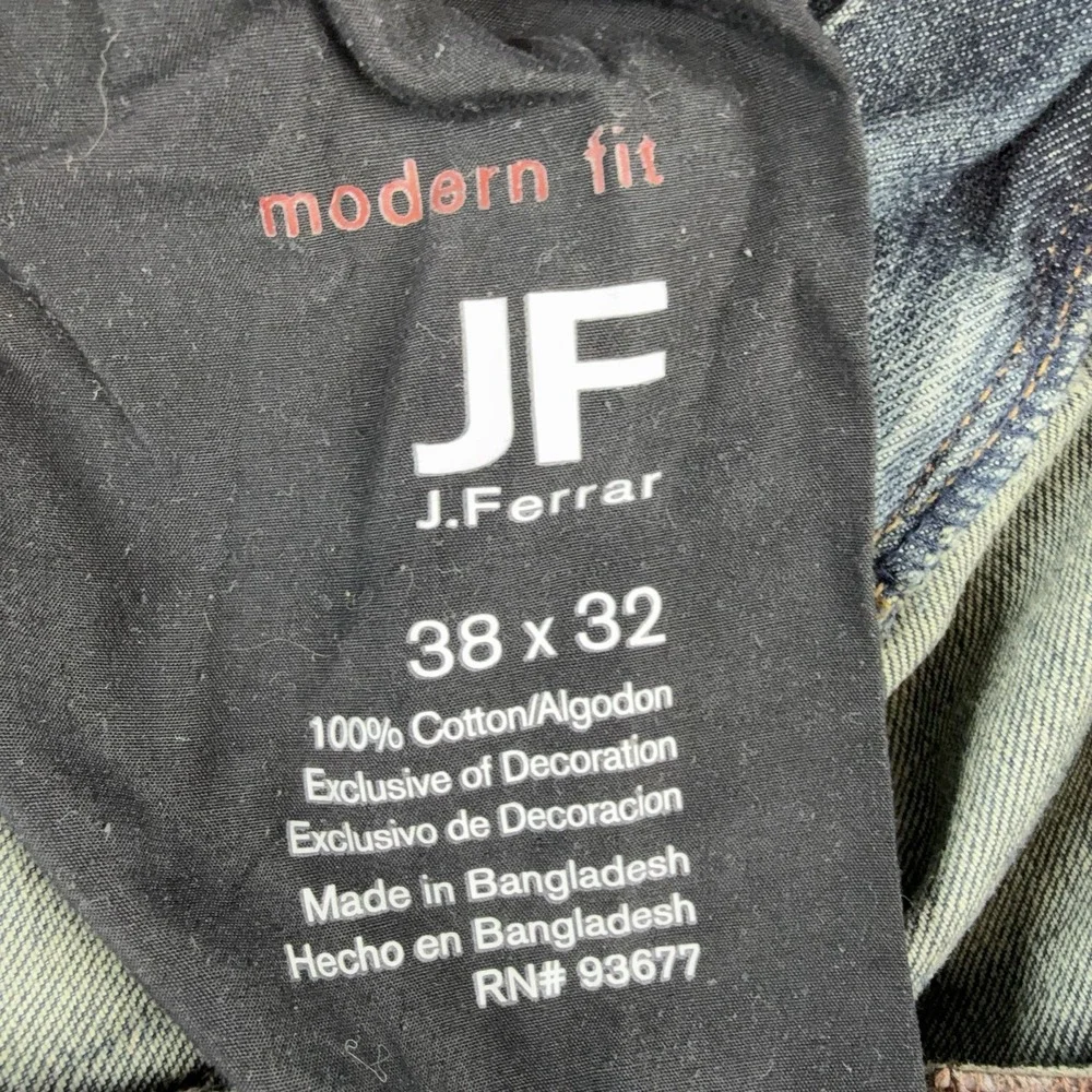 J Ferrar Jeans Mens 38x30 Blue Slim Straight Leg Modern Fit Medium Wash Denim